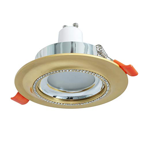 Foco empotrable redondo interior dorado brillante lámpara LED 8 W GU10 rendimiento 62 W 75 mm