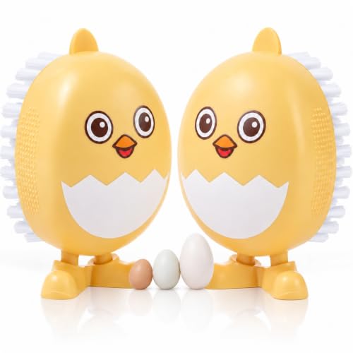 Lumkew Egg Washer Cleaner for Fresh Eggs, 2pcs Egg Wash and Brush Scrubber | for Multiple Egg Types, Full-hand Grip,Stands to Drain, Chicken Coop Eggshells Cleaning Tools Essentials