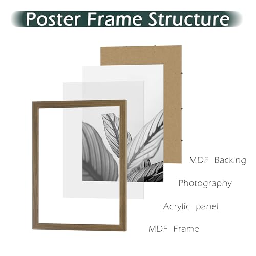 FrameWorks 12”x18” Wooden Poster Frame, Classic Dark Oak Matte Edged Frames w/Shatterproof Acrylic Glass, Photos, Posters, Prints, Wall Decor – Home, Office, Gallery Display - Dark Oak - 2 Pack by FrameWorks - Image 4