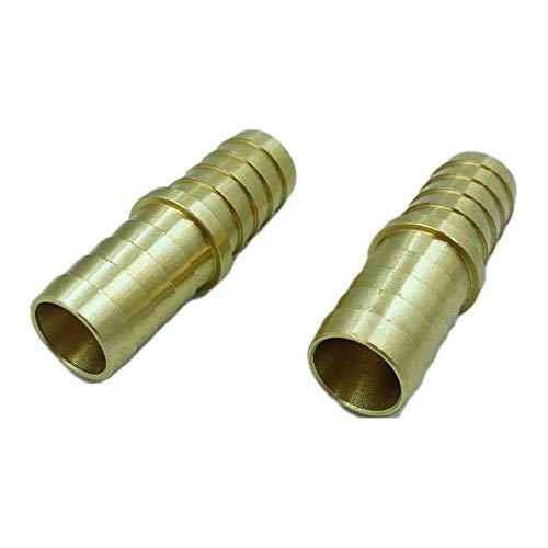 GaoLing Brass Hose Barb Fitting, Mender Splicer Joiner Union,Tubing Hose Adapter Coupler, 3 8 Barb x 3 8 Barb(2 pcs)