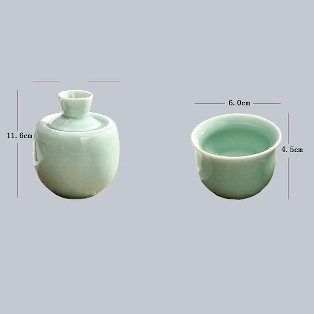 Sake Set of Cup Set,Ceramic Cups, Crafts Wine Glasses,Japanese Sake Cup Set 3 Piece Handmade Ceramic Wine Cup Pottery Sake Bottle and 2 Cups, Ideal for Japanese Sake,Cyan