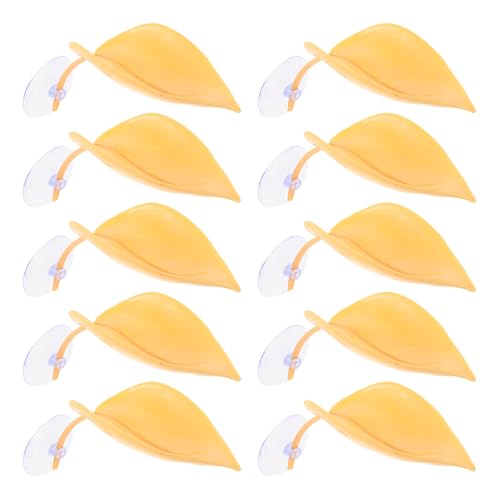 VICASKY Lot de 10 Feuilles de Ponte Jaune pour Aquarium Betta, Plateformes en Plastique Résistantes pour Terrariums et Aquariums, Litière de Feuilles pour Reptiles et Amphibiens,