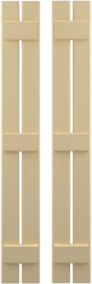 Ekena Millwork ARW401SB207X79NTH Americraft Two 3 Exterior Real Wood Spaced Board-n-Batten Shutters (Per Pair), Natural Twine