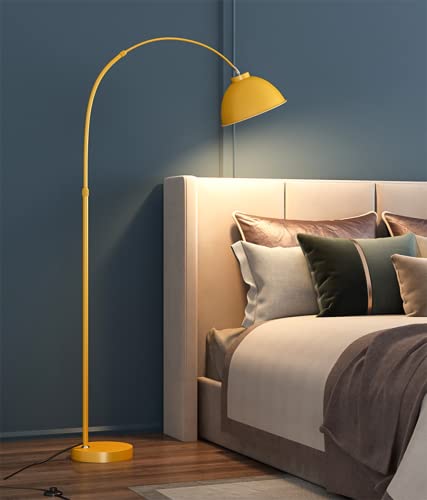 Litfad Domed Living Room Floor Lamp Metal 1 Bulb Macaron Standing Light Modern Office Reading Floor Light With Adjustable Fishing Rod Arm - 110V-120V Yellow #TOP2