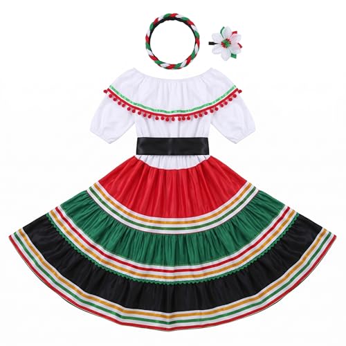 Robe Mexicaine pour Tout-Petits avec bandeau tenue traditionnelle Cinco De Mayo