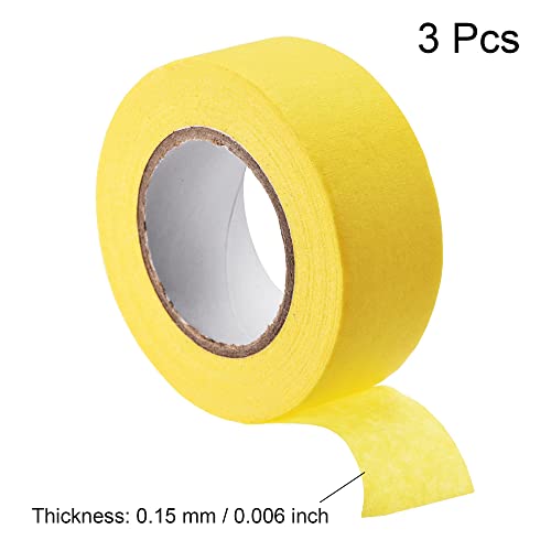 Image of uxcell 3Pcs 25mm 1 inch Wide 20m 21 Yards Masking Tape Painters Tape Rolls Yellow
