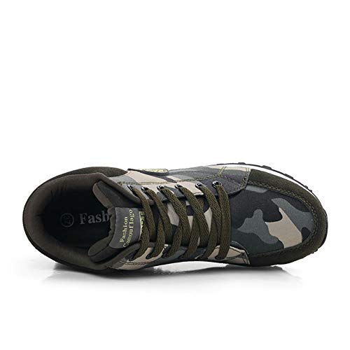 Ncndb Women's Camouflage Wedges Sneakers Inner Heightening Walking High-Heel Leisure Shoes Size 8 Green #TOP2
