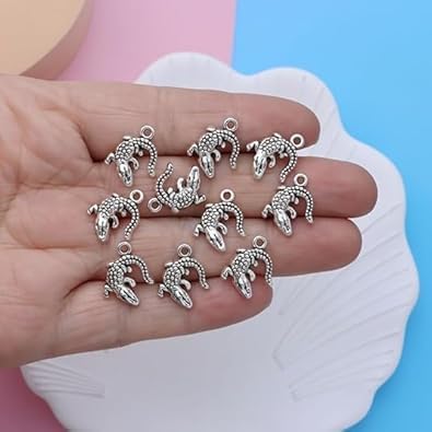 20Pcs Silver Crocodile Charms Pendants for DIY Jewelry Making, Bracelet Accessories, Crafts - Image 2