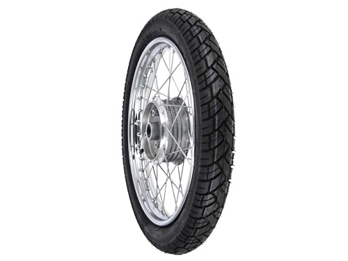 Komplettrad - VORNE - 1,5x16 Zoll - Stahl verchromt, mit VeeRubber-Reifen VRM094 fertig montiert (RADNABE: Graugussbremsring (GG), abgedrehte