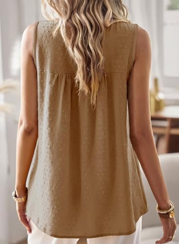Image of Falechay Womens Summer Tops Boho Shirts Crewneck Sleeveless Tank Tops Flowy Lace Hem Casual Blouses Clothing Trendy 2026