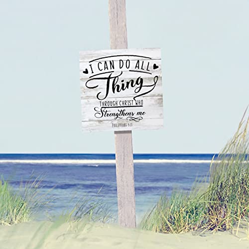 Plaque murale classique en bois I Can Do All Thing décoration maison 35cm - 5