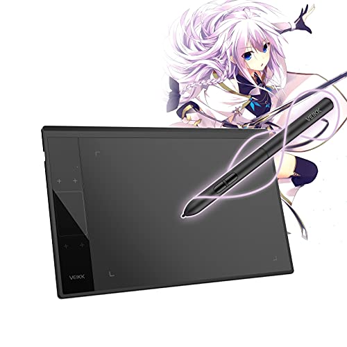 VEIKK A30 Drawing Tablet, 10x6 Inch Graphic Tablets with Smart Gesture Touch Pad, 4 Hot Keys and 8192 Levels Pen, Compatible with PC Mac Android OS for Painting, Sketch, Online Teaching & Art Creation