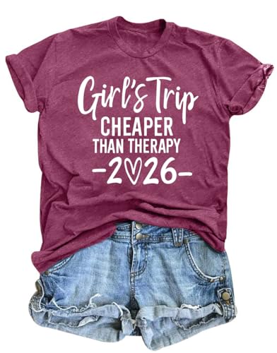 SFHFY Girls Trip 2026 Shirt Women: Girls Weekends Tshirt Cruise Traveler Tee Casual Beach Summer Vacation Tops