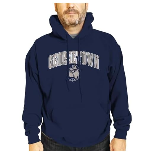 Campus Colors Adult Arch & Logo Soft Style Gameday Hooded Sweatshirt (Georgetown Hoyas - Blue, XX-Large)