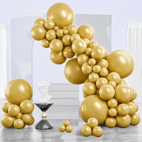PartyWoo Metallic Gold Balloons 140pcs Different Sizes of 18 12 10 5 Inch