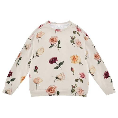 JUNZAN Unique Rose Beige Big Boys Sweatshirt Hoodie Long Sleeve Sweatshirts for Boys Athletic 4T