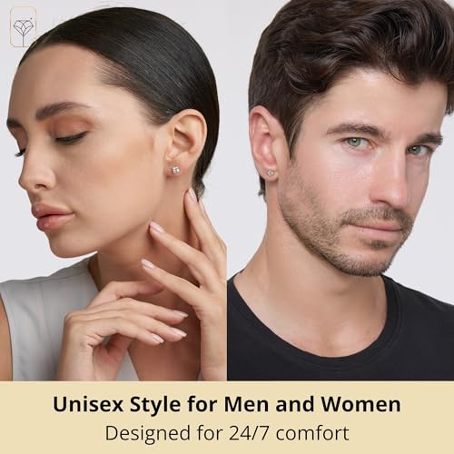 MAX + STONE 14k Yellow Gold Princess Cut CZ Earring for Women & Men | Cubic Zirconia Square Stud with Gold Earring Backs | 1.5 Carats total by MAX + STONE - Image 3