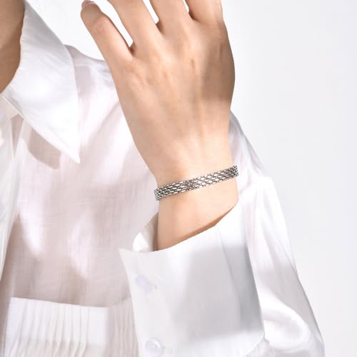 18K gold mesh bracelet for women's fashionable tennis bracelet with simple design and elegance, as a gift for women 7