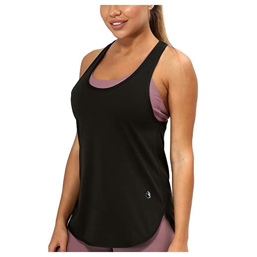 icyzone Yoga sport tanktopp dam racerback, löptopp, fitness, löpning, skjorta, toppar, svart, M