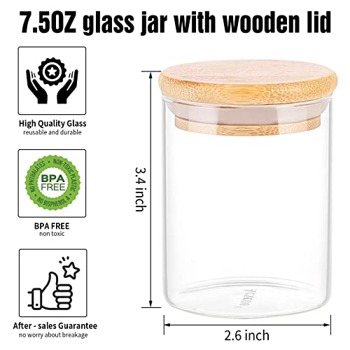 Acxcoo Glass Jars Set,Upgrade Spice Jars With Wood Airtight Lids And Kitchen 180 Spice Jar Labels Preprinted, 7.5Oz 30 Piece Small Food Storage Containers For Home Kitchen, Tea, Spice, Coffee(30) #TOP1