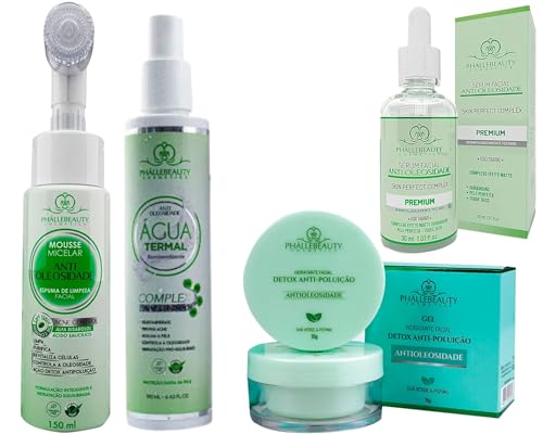 Skincare Kit Anti Oleosidade Serum, mouse, gel e agua termal Phal