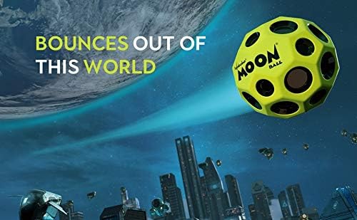 Waboba Moon Ball-Bounces Out of This World-Original Patented Design-Craters Make Pop Sounds When It Hits The Ground-Easy to Grip, Colour-Yellow, 70 x 67 x 70 mm
