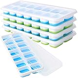 Select4U Ice Cube Tray with Lids BPA Free, 4 Pack - 56 Ice Flexible Easy Release Silicone Ice Tay fo