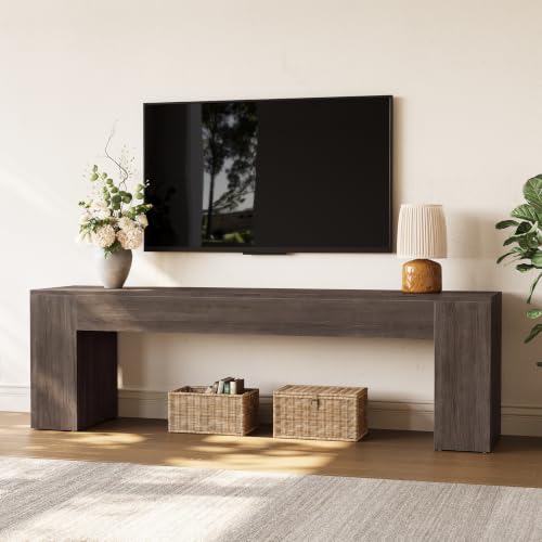 LITTLE TREE 70.8" TV Stand, Wooden Entertainment Center, Low TV Console Table for TVs Up to 80", Modern Chic Entertainment Center for Living Room, Bedroom, Apartment, Walnut, Easy Assembly