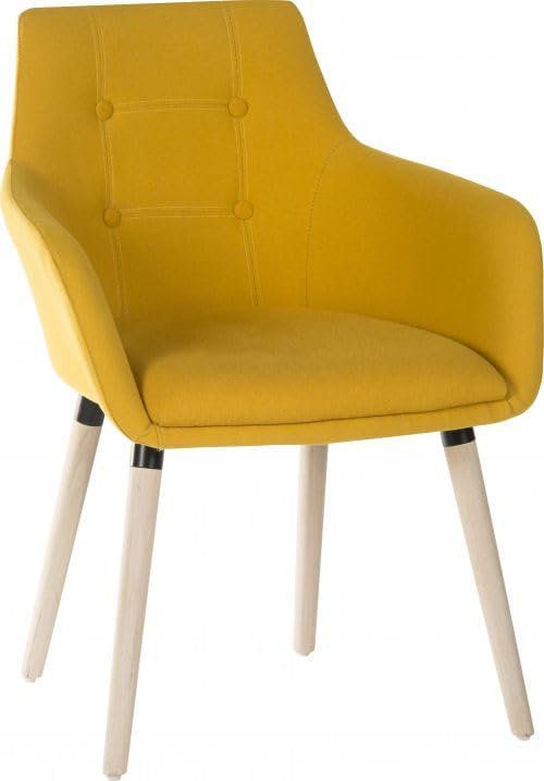 Contemporary 4 Legged Upholstered Reception Chair, Yellow, Pack of 2