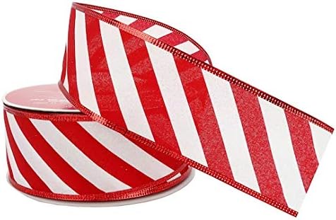 2.5" Taffeta Wired Candy Cane Striped Jumbo Ribbon