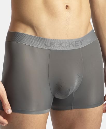Image of Jockey IC44 Men's Tactouch Microfiber Elastane Stretch Seamfree Bonding Solid Trunk with Internal Breathable Mesh Grey XL