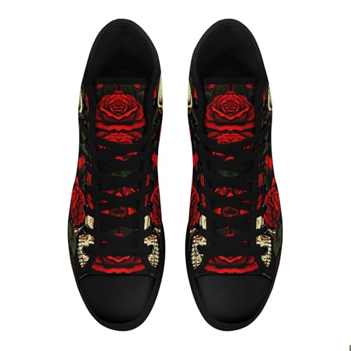 Gothic Skull High-Top Canvas Sneakers for Men Women Bold and Edgy Sneaker Design for Casual Wear Flat Walking Shoes2