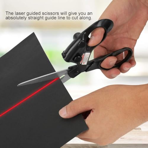 Image of Drumstone Laser Guided Scissors for Fabric, Paper & Crafts | Stainless Steel Blades | Ergonomic Handle with Adjustable Blade Tension | Precision Straight Cutting Tool for Sewing, Tailoring & DIY