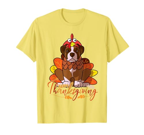 Happy Thanksgiving Boxer Turkey Dog Costume T-Shirt