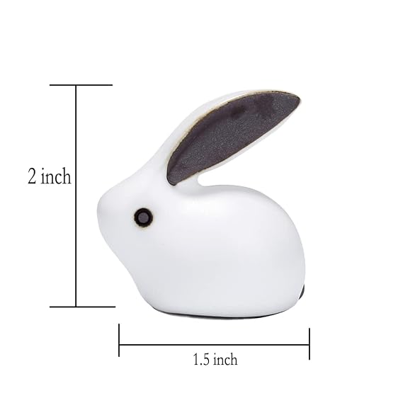 Chinese Tea Pet - Mini Ru Kiln Ceramic Rabbit TeaPet, Handmade Zisha Clay Lucky Charm for Gongfu Tea, Home Decoration & Gift (White, 4.7x3.7x5.3cm)