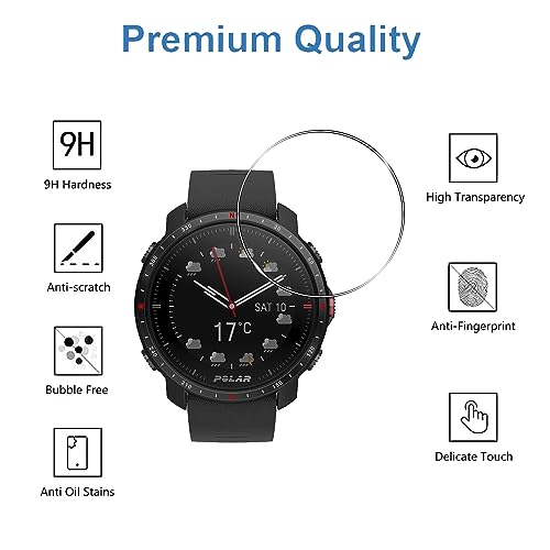 YIFNTANG [5 Pack] Tempered Glass Screen Protector for Polar Grit X Pro/Grit X Watch,Anti-Scratch,Anti-Fingerprint,HD Screen Protector Compatible with Polar Grit X Pro/Grit X