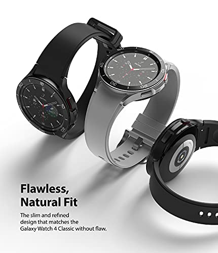 Image of Ringke Bezel Styling Compatible with Samsung Galaxy Watch 4 Classic 46mm Adhesive Frame Ring Cover Anti Scratch [Aluminum] Protection for Galaxy Watch4 Classic 46mm - Black [46-15]
