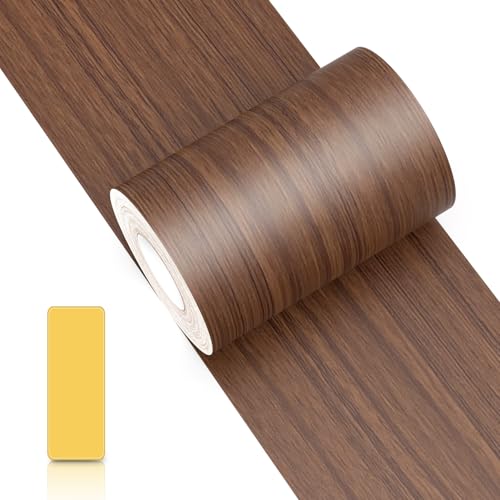 Yyciel マスキングテープ 木目 ブラウン 幅10cm 長さ5m 窓枠用リメイクシート 木目 テープ 強力 壁紙シール 花柄 レトロ 強い粘着力 防水 巾木シート 木口テープ 簡単 diy 窓枠、ドア枠、引き戸、巾木、壁、洗面所、浴室などに使用 (道具