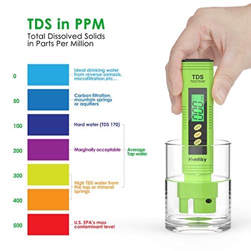 Foto von Homtiky PH Messgerät TDS EC PH Temperatur 4 in 1 Set Wasserqualität Tester mit Hoher Genauigkeit, Pooltester Wassertester mit LCD Display, Digital TDS Messgerät für Trinkwasser, Schwimmbad und andere