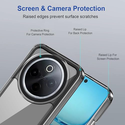 Image of amazon basics Back Case Cover for Vivo T4 5G | Compatible for Vivo T4 5G Back Cover | Case Cover with Camera Protection | (TPU + PC | Translucent Black)