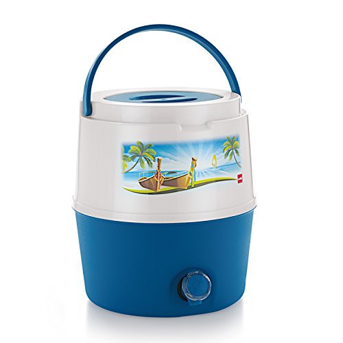 Cello Kool Star Plastic Insulated Water Jug, 20 litres, White/Blue