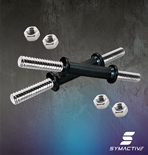 Image of Amazon Brand - Symactive Professional Metal Integrated Rubber Adjustable 50 Kg Dumbbells Fitness Kit For Full Body Workout (2.5X4 + 5X8 Kg Rubber Weight, 14'' Dumbbell Rods Pair & Nuts), Multicolor