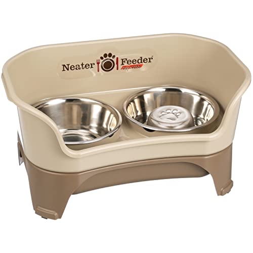 Neater Feeder Express For Medium To Large Dogs With Slow Feed Bowl - Mess Proof Pet Feeder With Stainless Steel Water Bowl & Slow Feed Food Bowl - Drip Proof, Non-Tip, And Non-Slip - Cappuccino #TOP28