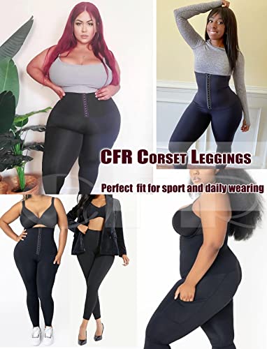 Cfr Corset Waist Trainer Leggings With Pockets Workout High Waist Lounge Lingerie Postpartum Maternity Yoga Pants Body Shaper For Women Tummy Control Girdle Corsette Panties Sweat Shaperwear Black,Xl #TOP4