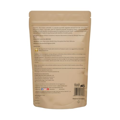 Image of Neuherbs Mulethi Powder - 100g | Yashtimadhu Licorice /Glycyrrhiza Glabra Powder For Glowing & Healthy Skin | Herbal Supplement To Boost Immunity | 100% Pure & Natural No Added Preservatives