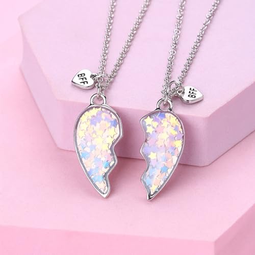 قلادات متطابقة على شكل قلب للصديق المقرب للبنات من نالاكال - مجموعة قلادات غير مغناطيسية، هدية عيد ميلاد مثالية للاطفال والاصدقاء
