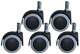 5 Parkettdoppelrollen 5 Stück Parkettdoppelrollen Drehstuhlrollen Bürostuhlrollen 50mm, spurfrei, Tragkraft 40kg