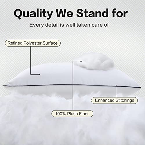 Easeland Pillows Queen Size Set Of 2, Plush Down Alternative Pillows With Silky Satin Pillowcases, 20×30 Inch Medium Soft For Stomach & Back Sleepers #TOP4