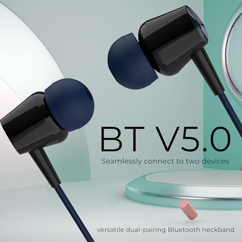 Image of AROMA NB119 Giga Neckband Bluetooth | Upto 60Hrs Playtime, Dual Pairing, Fast Charging, Heavy Bass