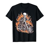 Skeleton Riding Motorcycle Halloween Costume Biker Men Boys T-Shirt